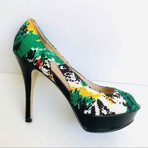🎃MARC FISHER SPLATTER PLATFORM PEEP TOE HEELS